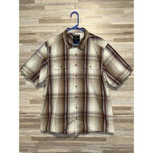 Men's Kavu Boardwalk Multicolor Plaid Button Up Short Sleeve Shirt size XL #400